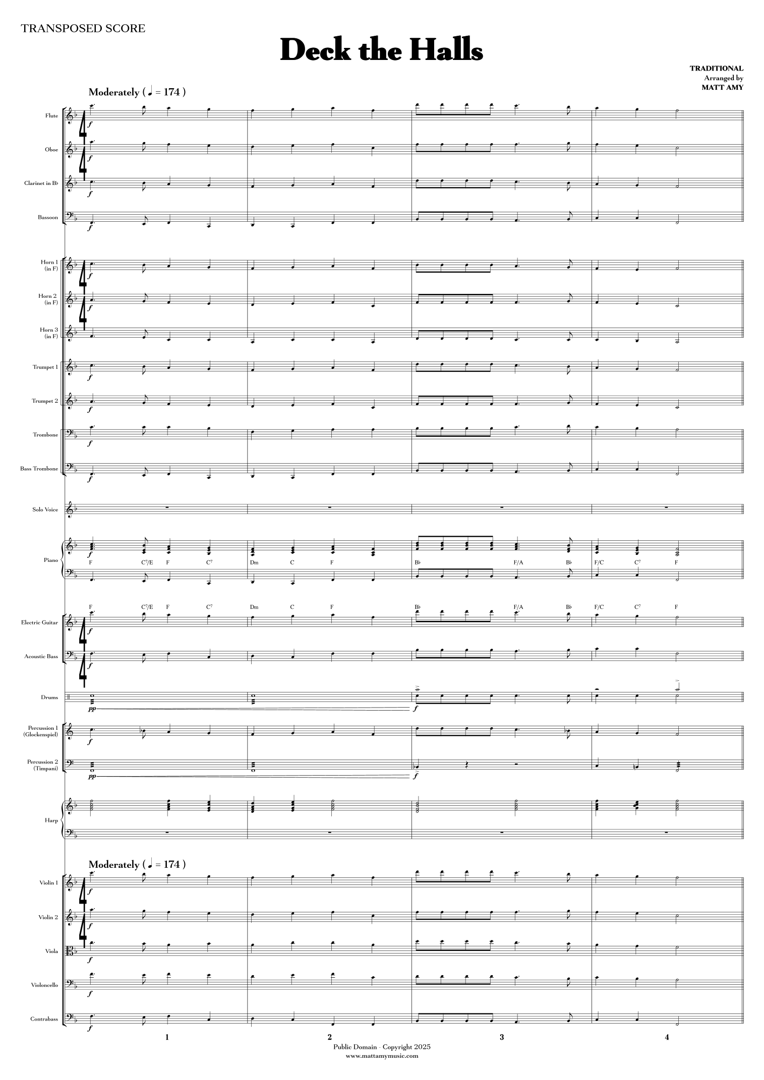 Deck the Halls (40人乐团伴唱版) (arr. Matt Amy) by Traditional 管弦乐团 - 预览