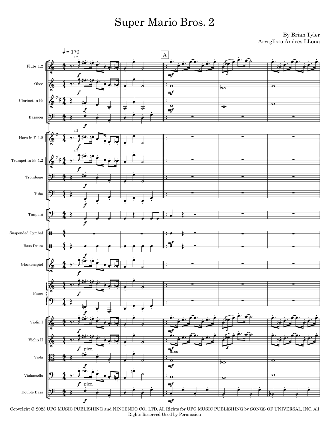 Super Mario Bros. Opus (arr. Andrés LLona) by Brian Tyler Full Orchestra