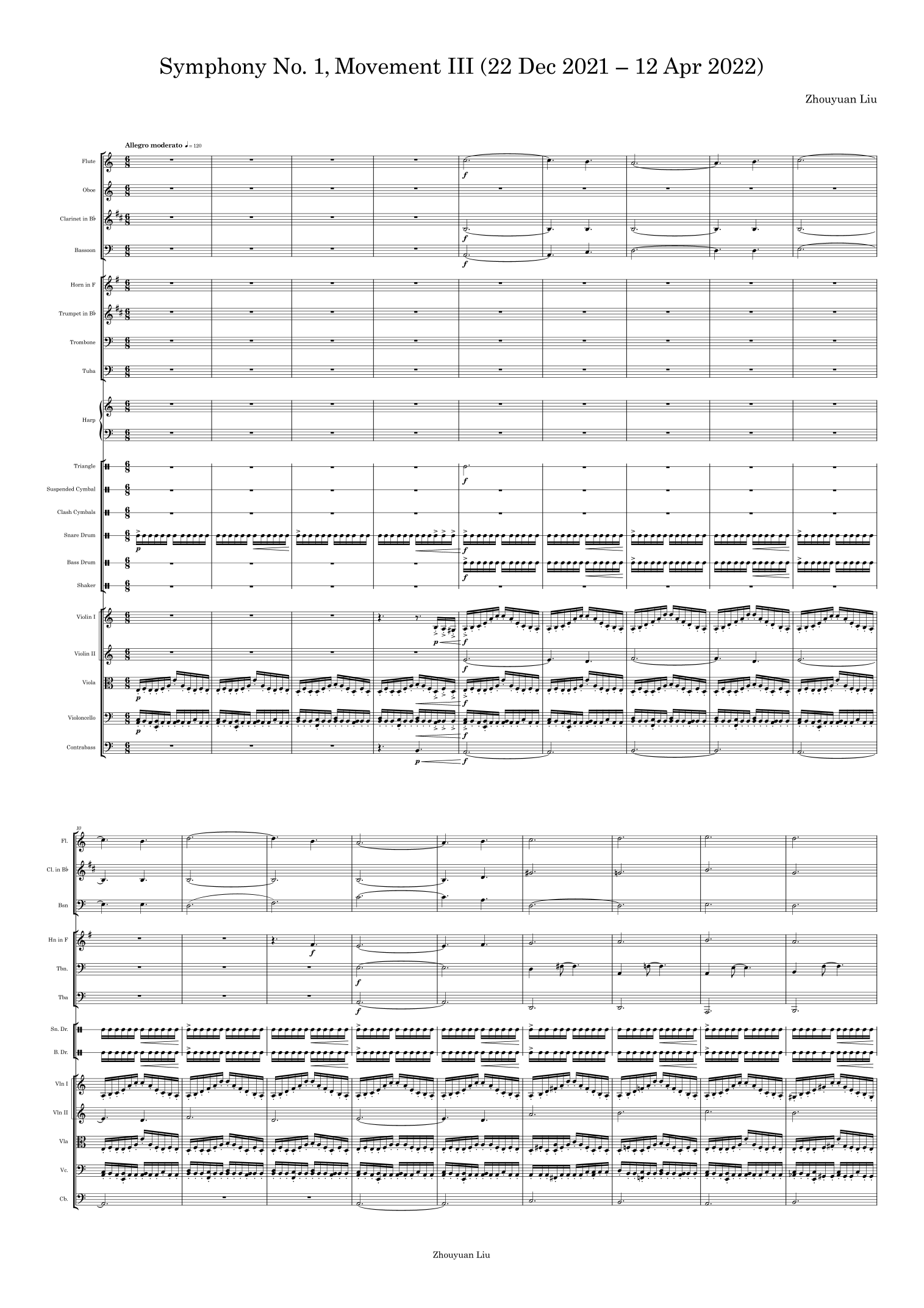 Symphony No. 1, Movement III (22 Dec 2021 – 12 Apr 2022) (Full Score & Parts) by Zhouyuan Liu 管弦乐团 - 预览