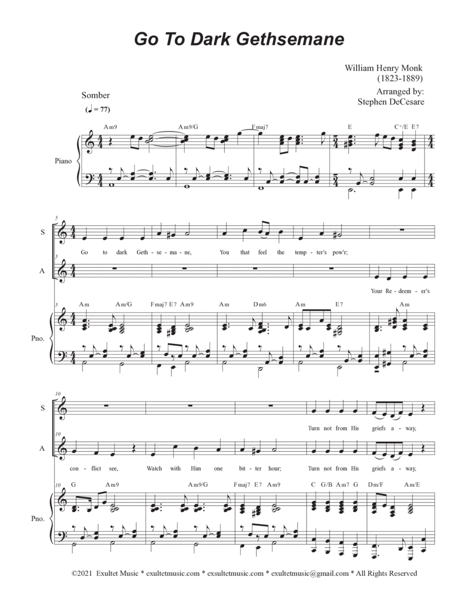 Go To Dark Gethsemane (2-part choir - (SA) (arr. Stephen DeCesare) Partition Digitale