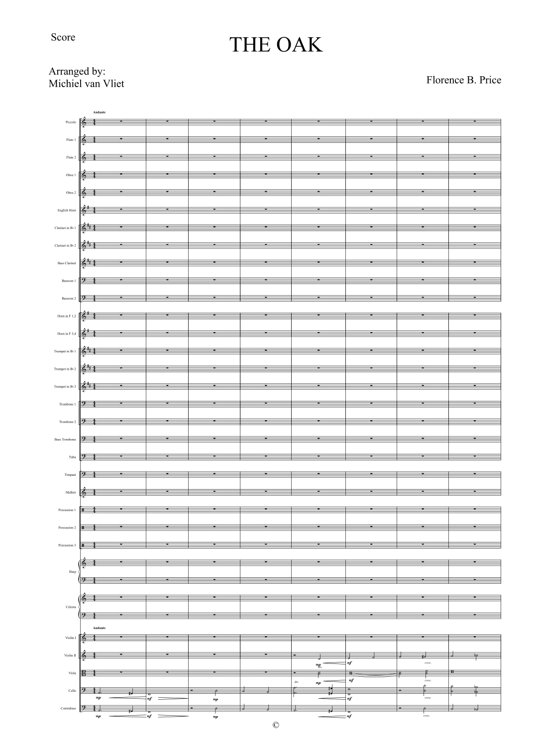 The Oak (arr. Michiel van Vliet) by Florence B. Price Full Orchestra