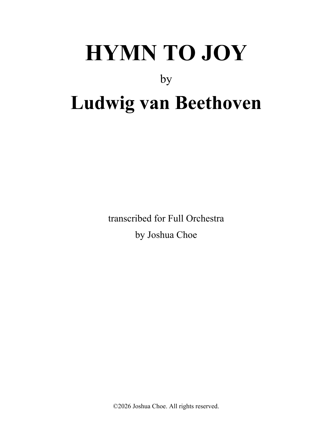 Hymn to Joy (Alternate Version) (arr. JMJ Arrangements) by Ludwig Van Beethoven Full Orchestra
