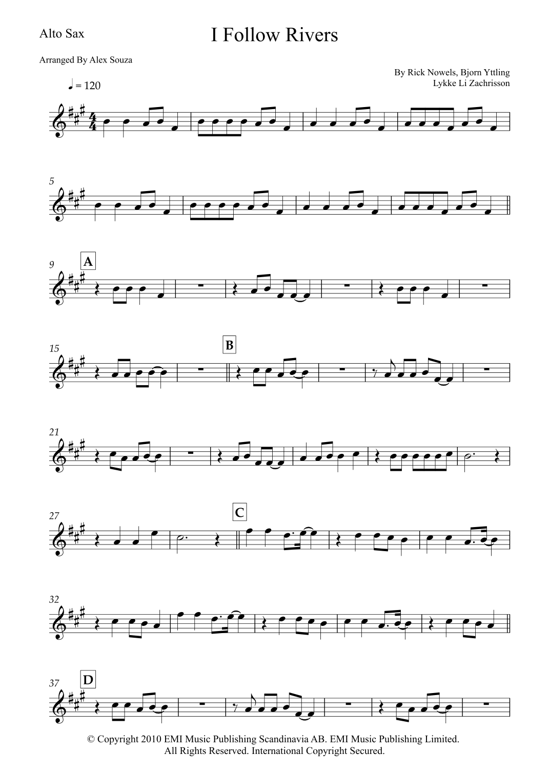 I Follow Rivers I FOLLOW RIVERS (ARR. ALEX SOUZA) POR LYKKE LI PARTITURAS PARA SAXOFÓN ...