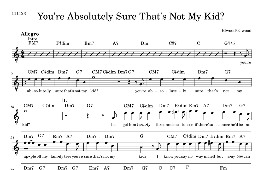 You're Absolutely Sure That's Not My Kid? Partituras Digitales