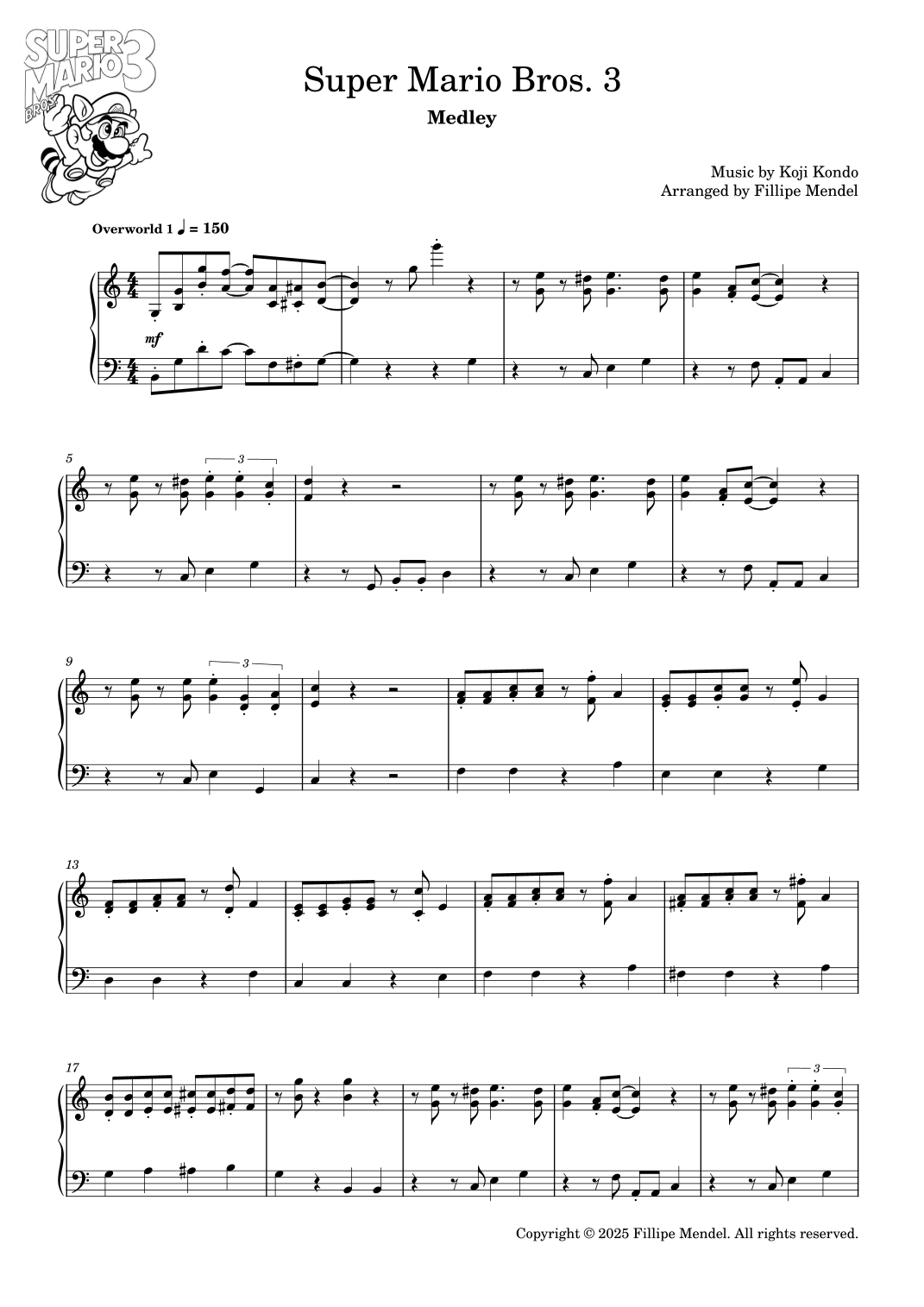 Super Mario Bros. 3 "Medley" (arr. Fillipe Mendel) by Koji Kondo Sheet ...