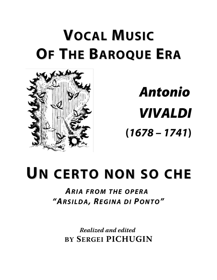 VIVALDI Antonio: Un certo non so che, aria from the opera "Arsilda, Regina di Ponto", arranged for V (arr. Sergei PICHUGIN) Digital Sheet Music
