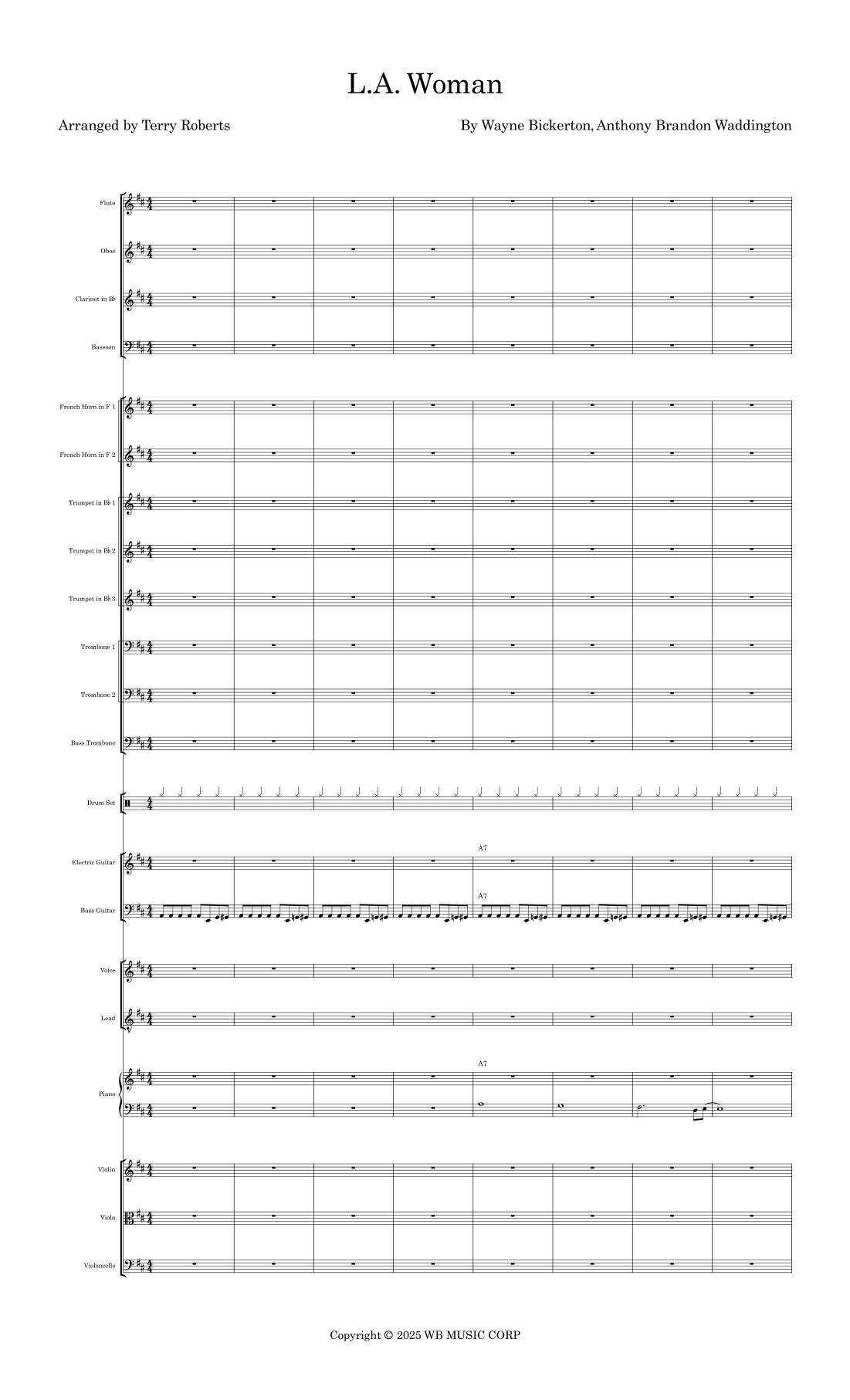 L.a. Woman (arr. Terry Roberts) by Anthony Brandon Waddington Full Orchestra
