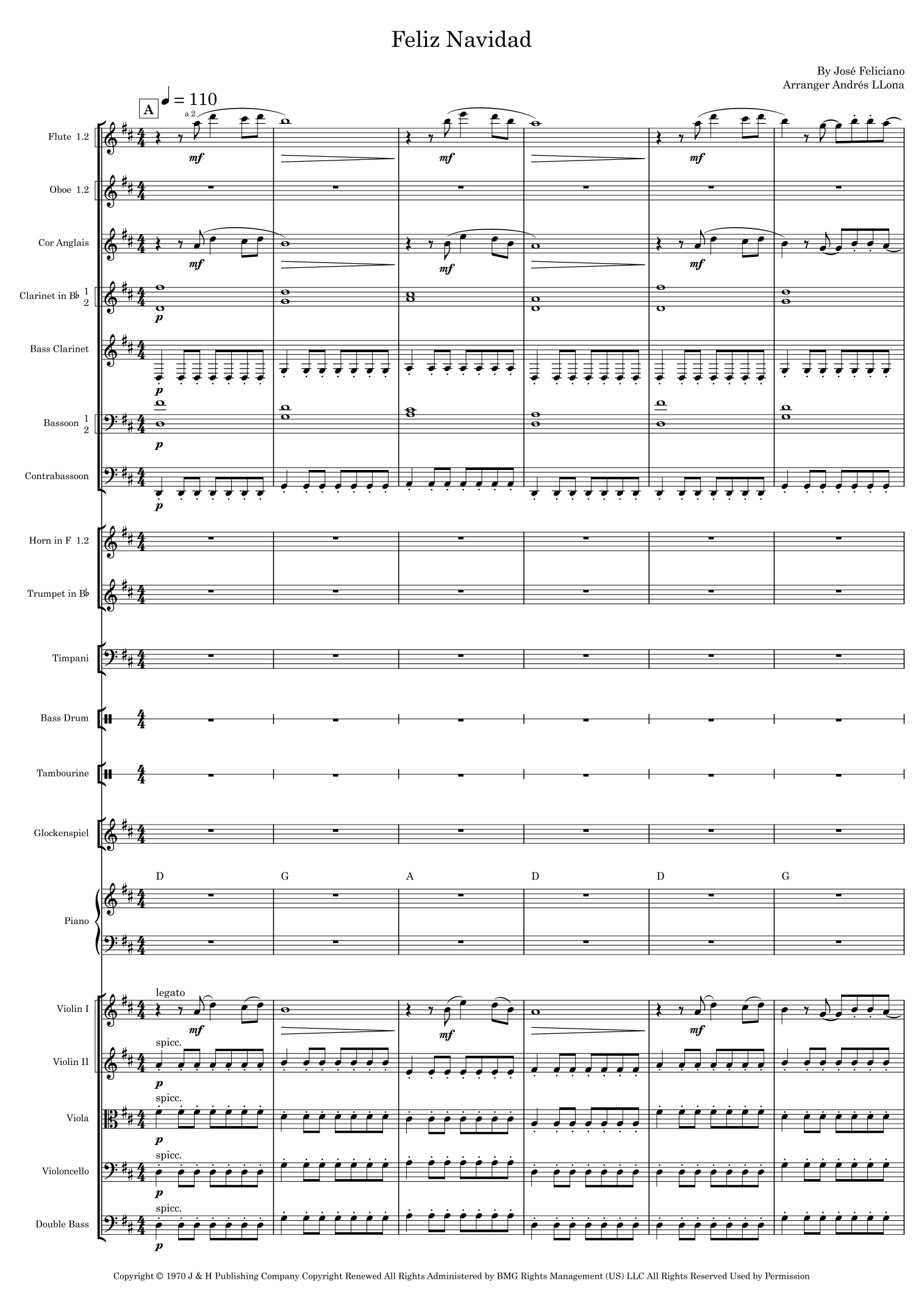 Feliz Navidad (arr. Andrés LLona) by Clay Walker Full Orchestra