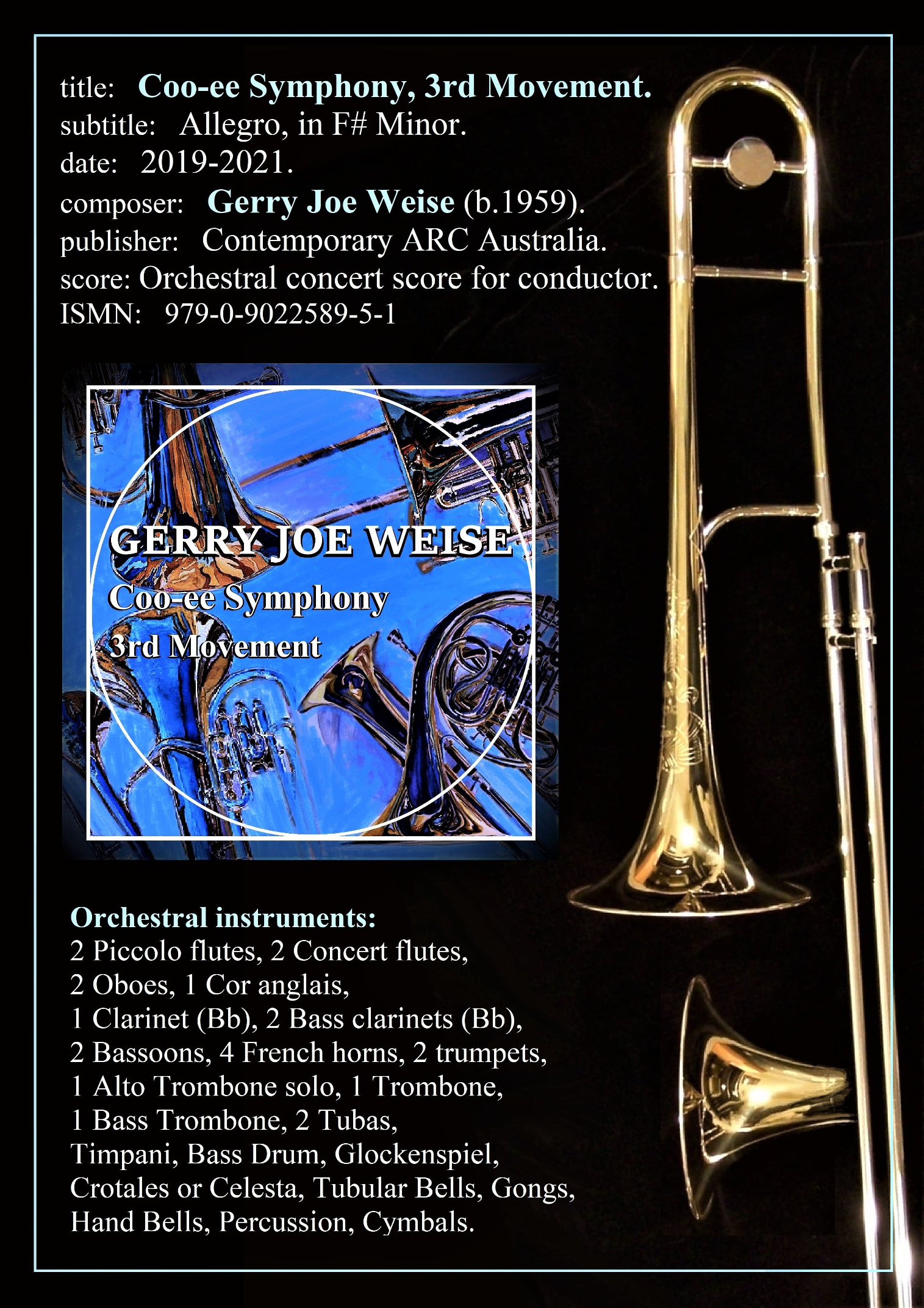 【杰里·乔·韦斯《库伊交响曲》第三乐章管弦乐总谱】Coo-ee Symphony, 3rd Movement by Gerry Joe Weise Full Orchestra PDF乐谱下载