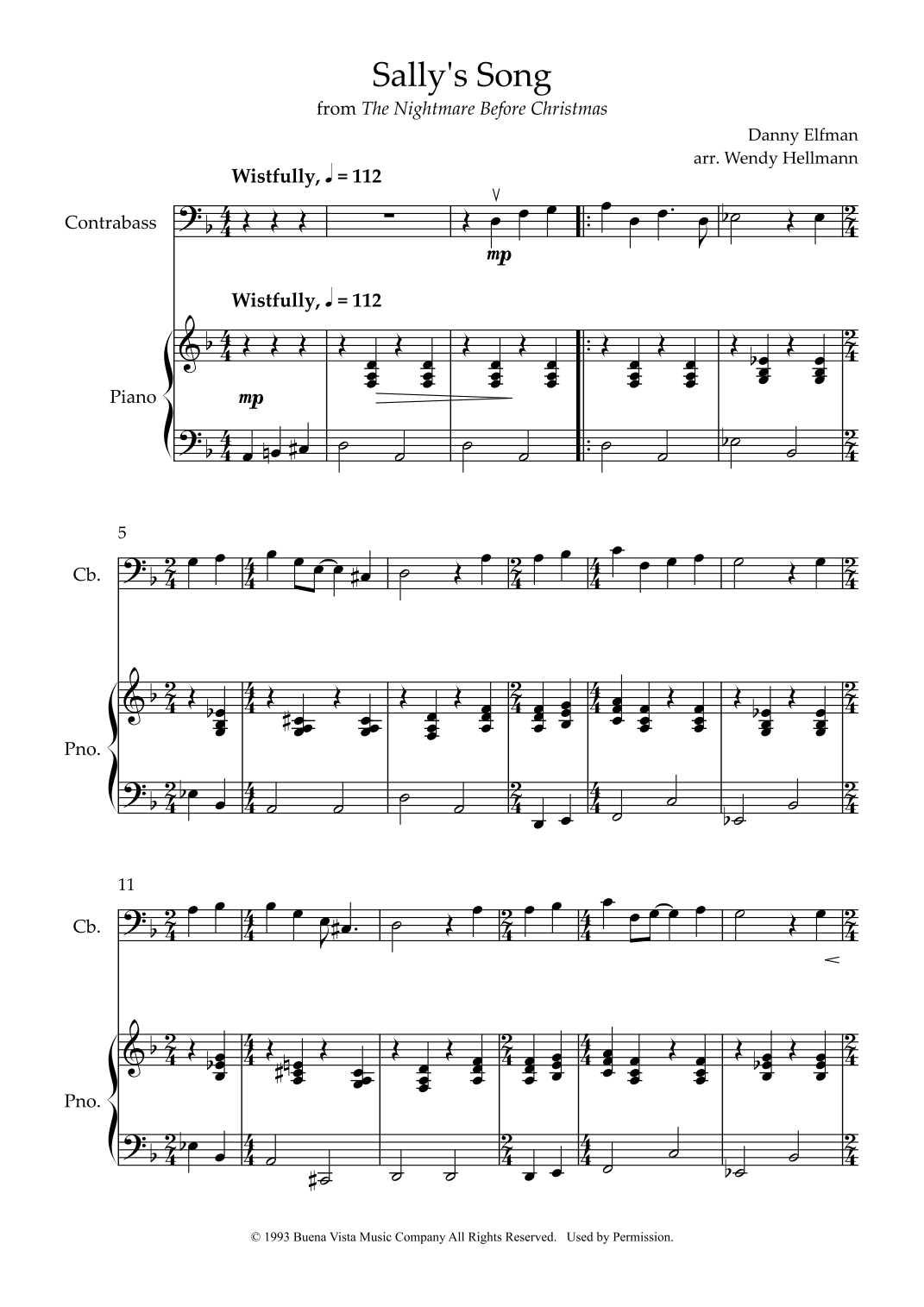 Sallys Song By Danny Elfman Brass Ensemble Digital Sheet Music
