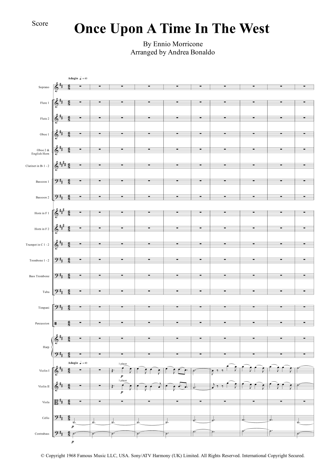 《西部往事》Once Upon A Time In The West (arr. Andrea Bonaldo) by Ennio Morricone 管弦乐团 - 预览