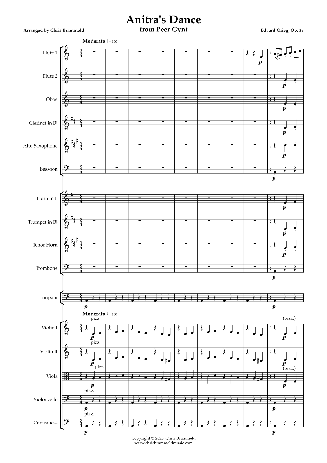 Anitra's Dance (arr. Chris Brammeld) by Edvard Grieg 管弦乐团 - 预览
