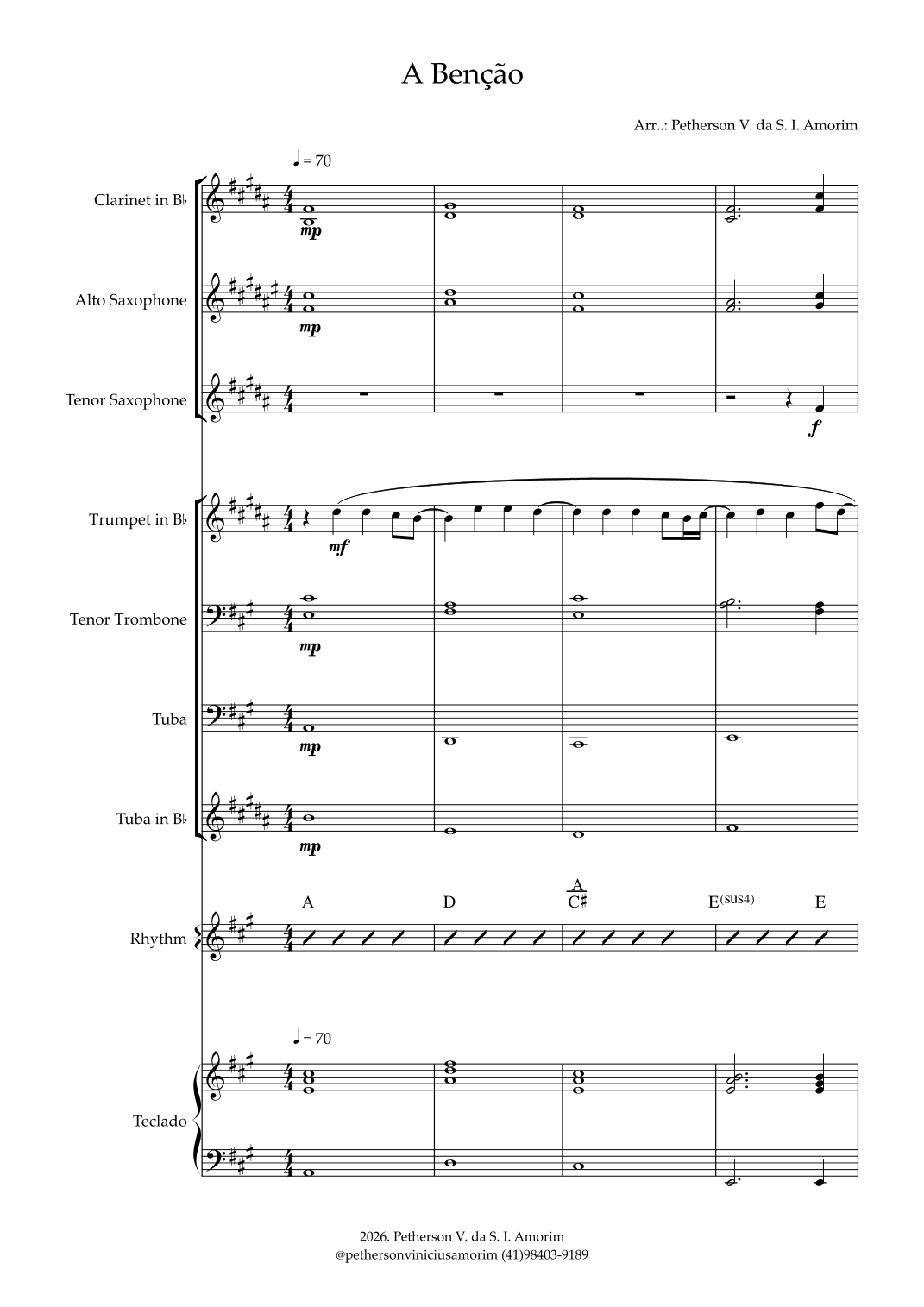 A Blessing (arr. Petherson Vinicius da Silva Inácio Amorim) by Eleanor Daley Full Orchestra