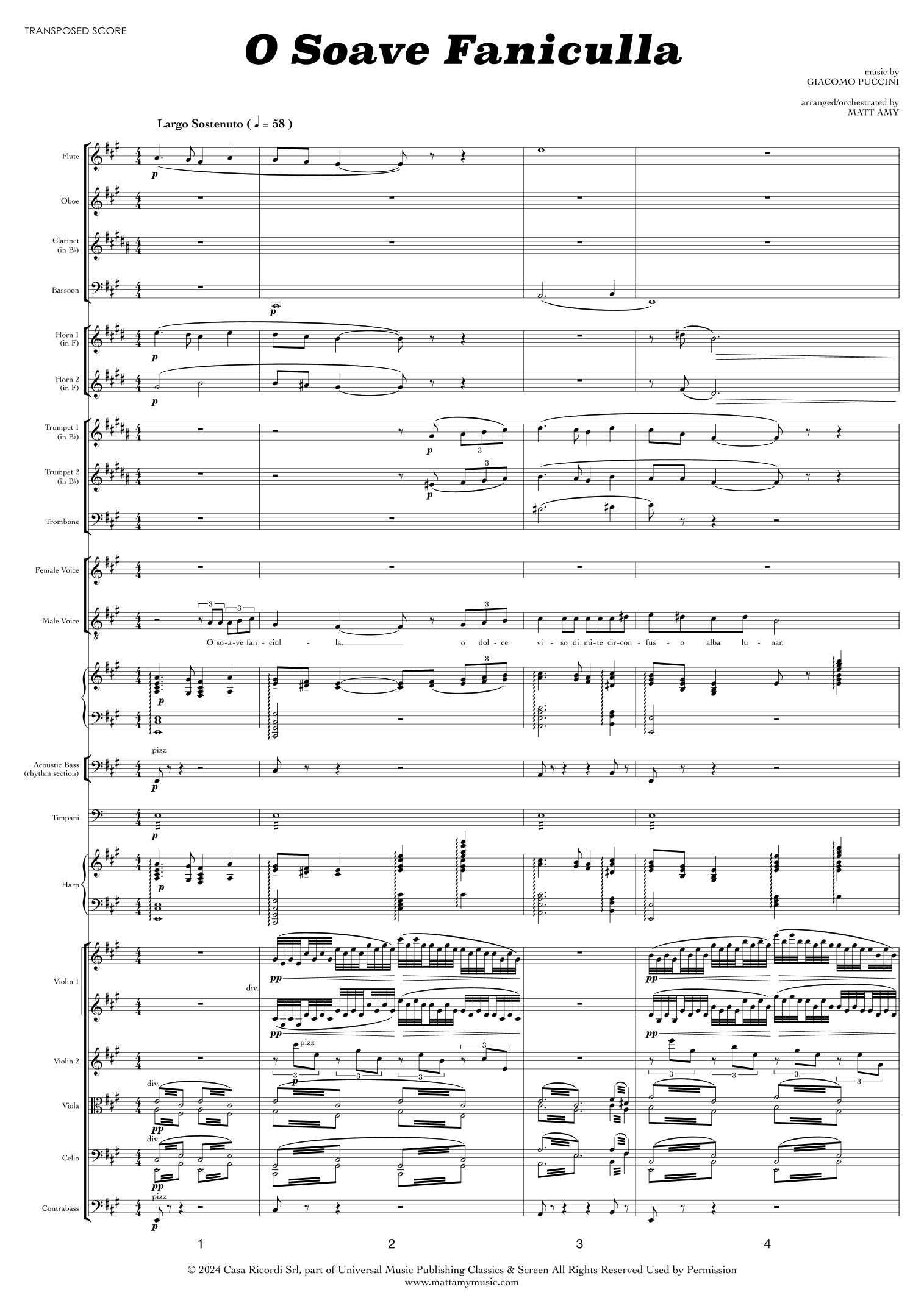 O Soave Fanciulla (arr. Matt Amy) by Luigi Illica 管弦乐团 - 预览