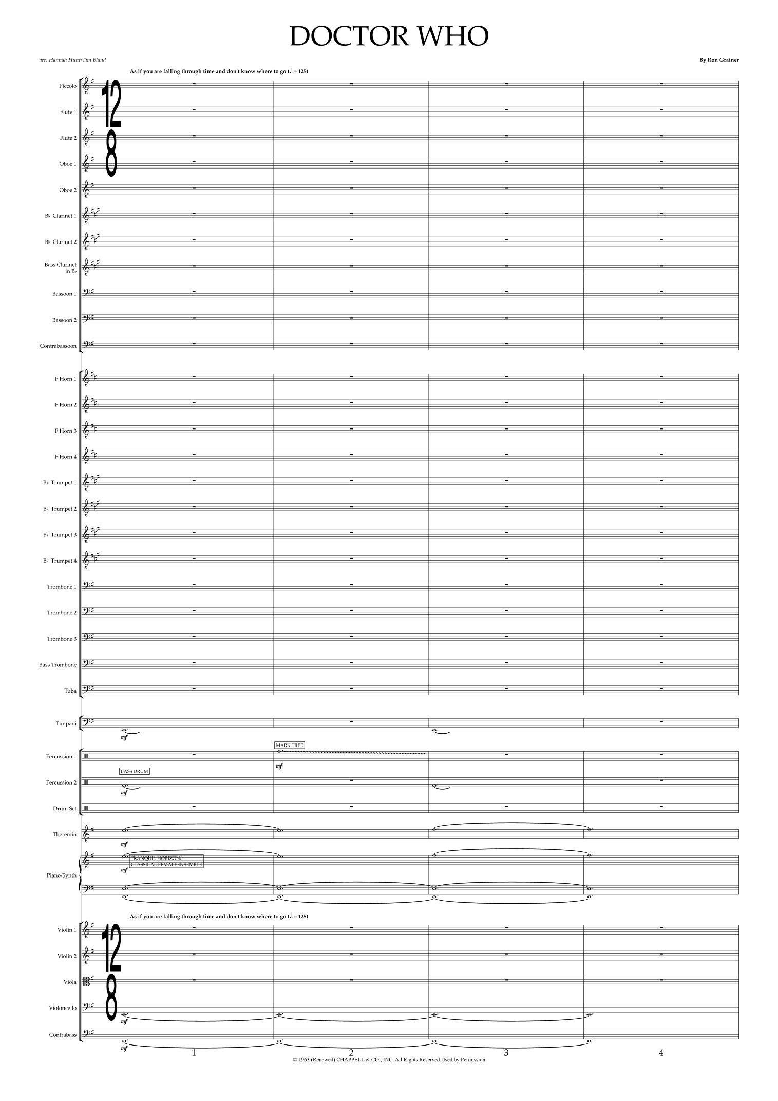 Doctor Who (arr. Hannah Hunt) by Ron Grainer Full Orchestra