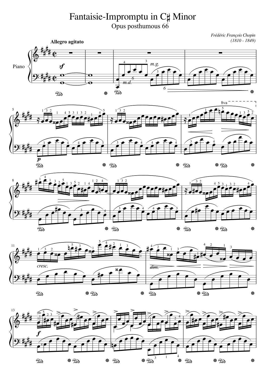 Chopin, Fantaisie-impromptu in C? minor, Op.66, for Piano Original