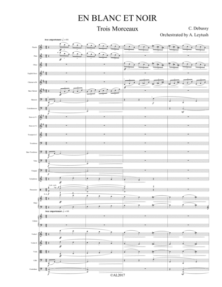 Debussy - "En Blanc et Noir", Orchestra Suite, orchestrated by Leytush, SCORE & PARTS (arr. Arkady Leytush) by Claude Debussy Full Orchestra
