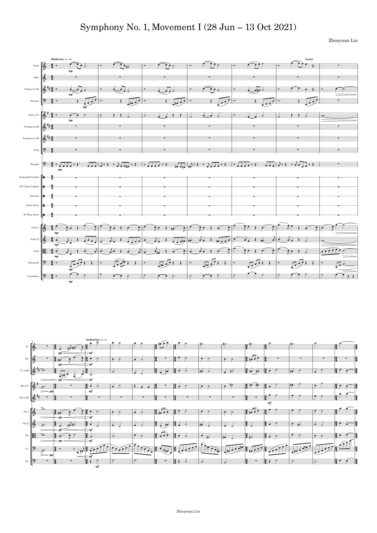 Symphony No. 1, Movement I (28 Jun – 13 Oct 2021) (Full Score & Parts) by Zhouyuan Liu Full Orchestra(第一交响曲,第一乐章(总谱与分谱)- Zhouyuan Liu 管弦乐团)- 预览
