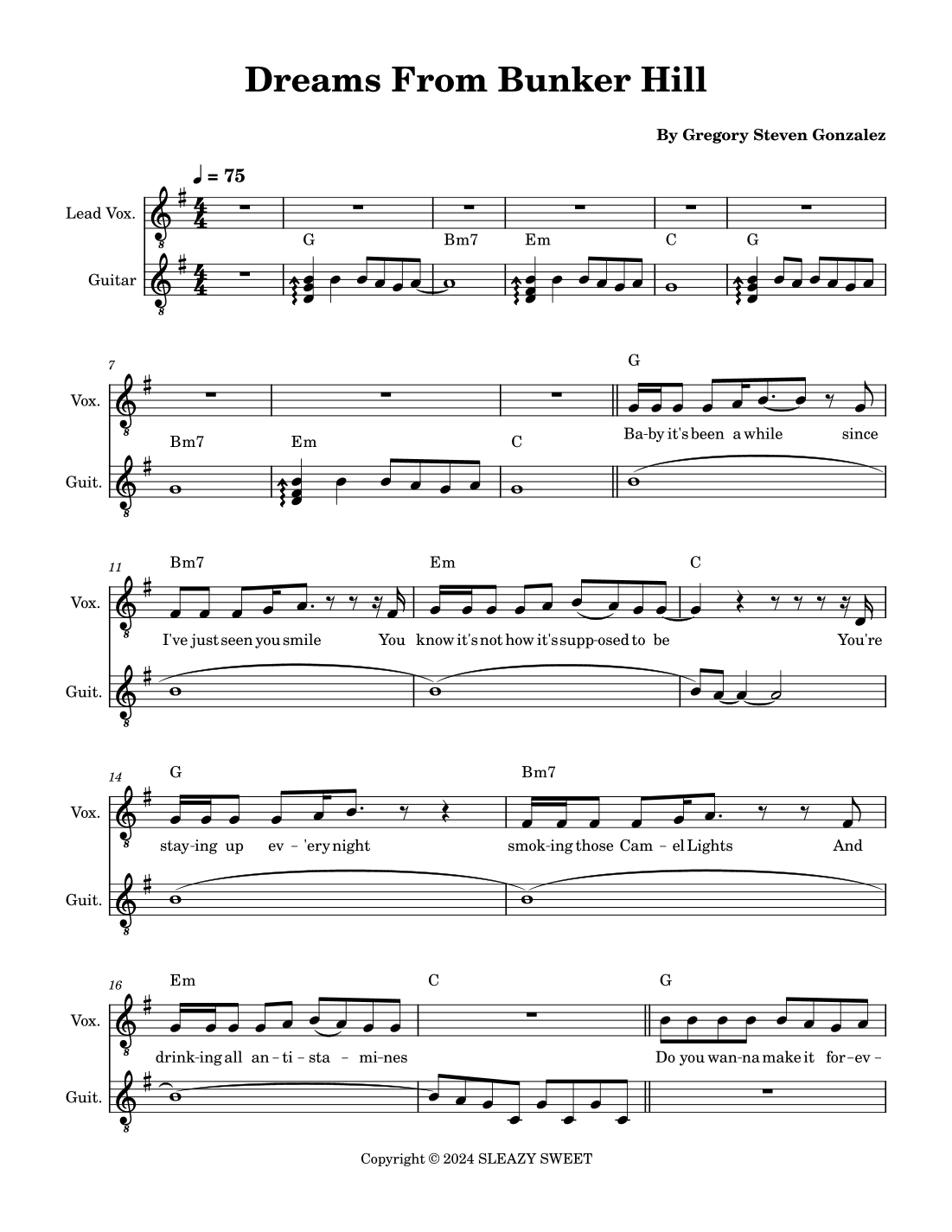 Dreams From Bunker Hill (arr. Julia Williams) by Gregory Steven Gonzalez  Guitar Chords/Lyrics