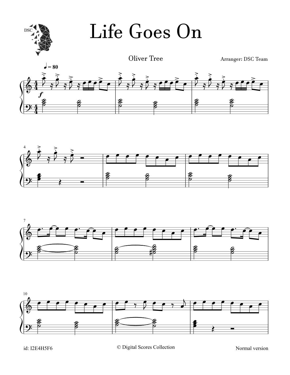 Life Goes On By Oliver Tree Sheet Music For Piano Solo arr Digital 
