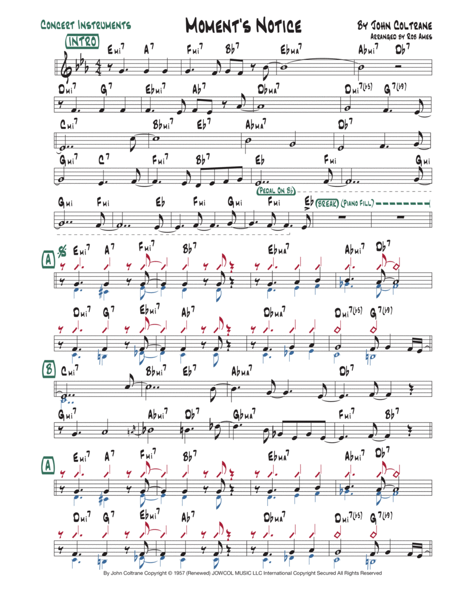 Moment Notice.pdf Moment's Notice (arr. Rob Ames) por John Coltrane Partituras para Lead ...