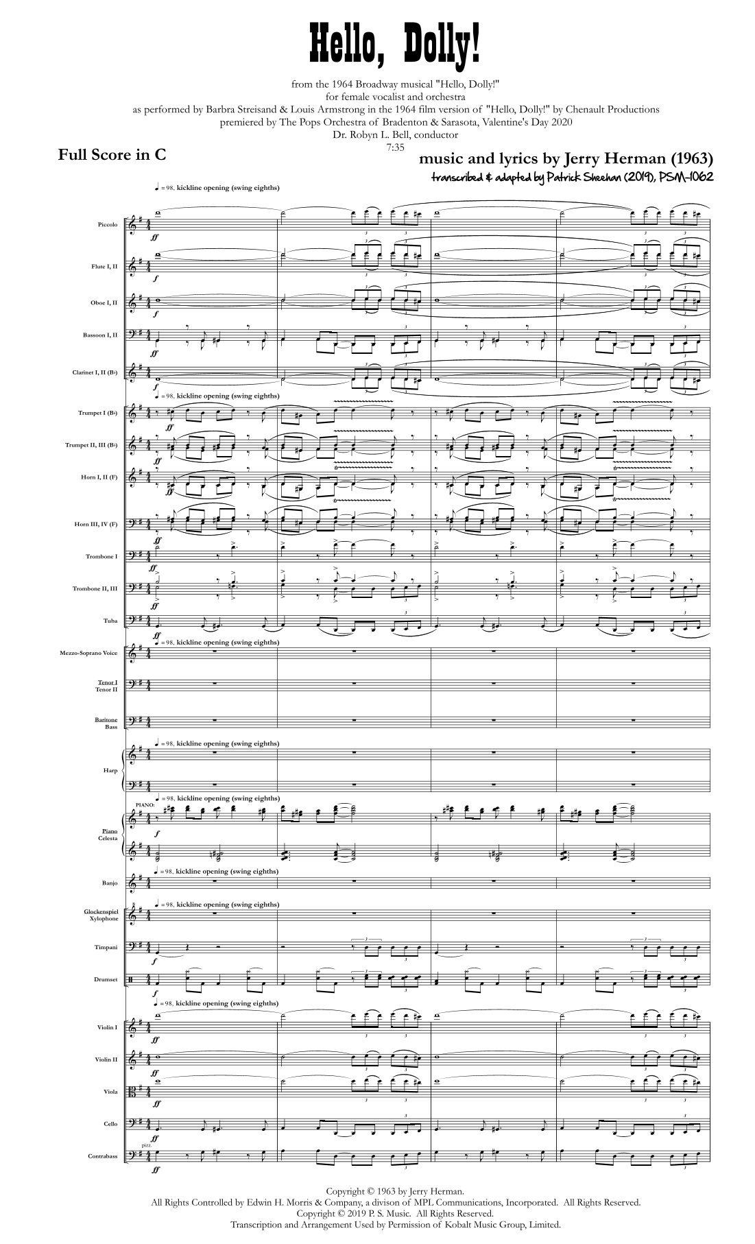 Hello, Dolly! (arr. Patrick Sheehan) by Louis Armstrong Full Orchestra
