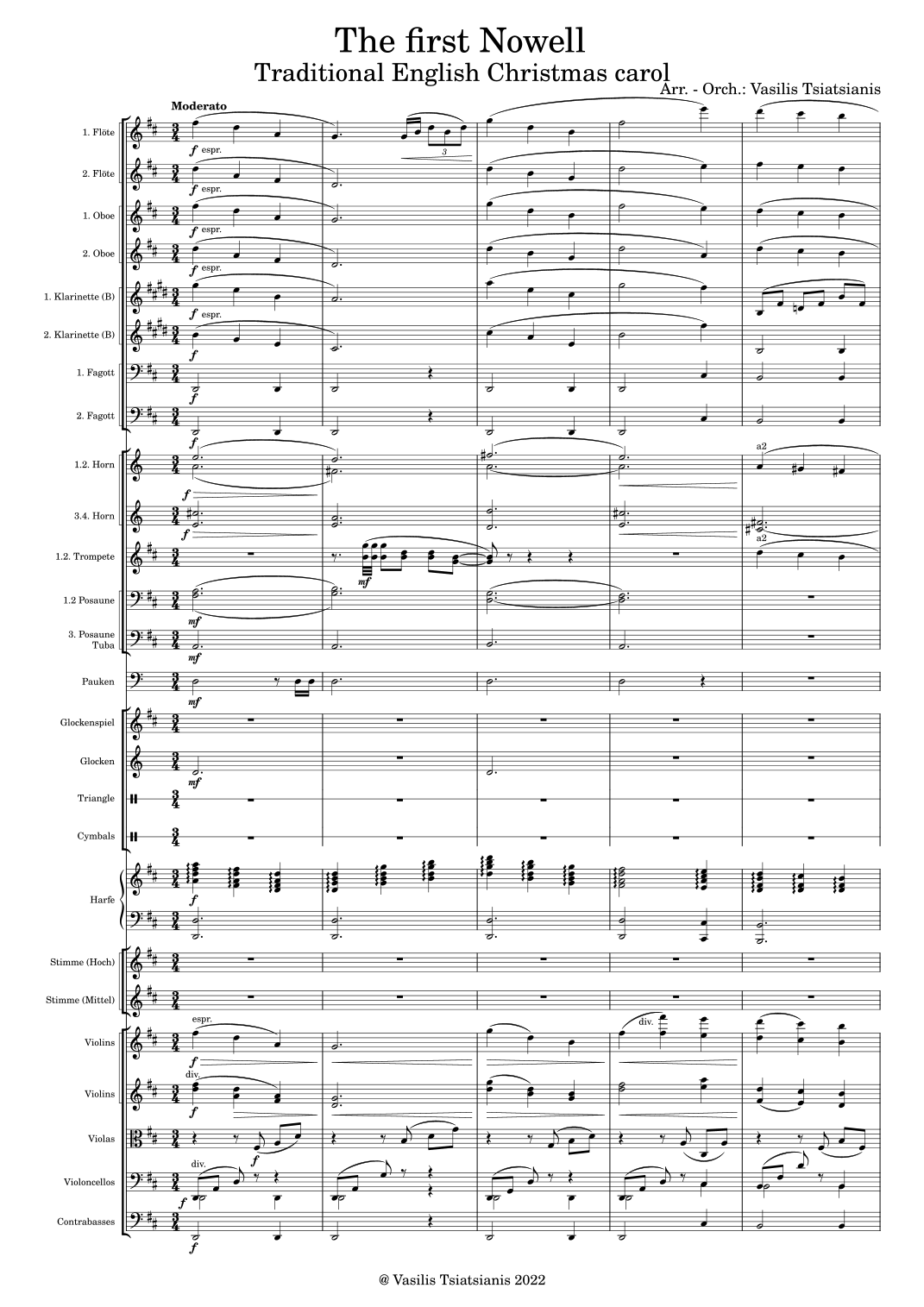 The first Nowell (arr. Vasilis Tsiatsianis) by Traditional English Carol 管弦乐团 - 预览