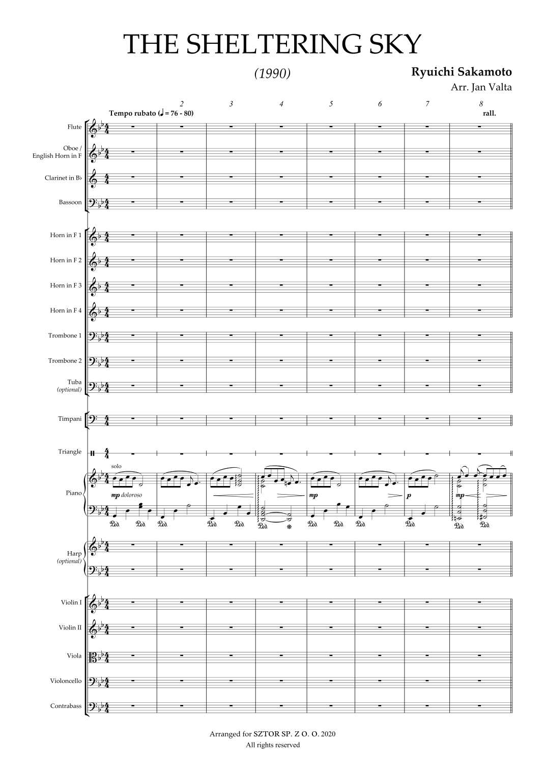 The Sheltering Sky (arr. Jan Valta) by Ryuichi Sakamoto Full Orchestra