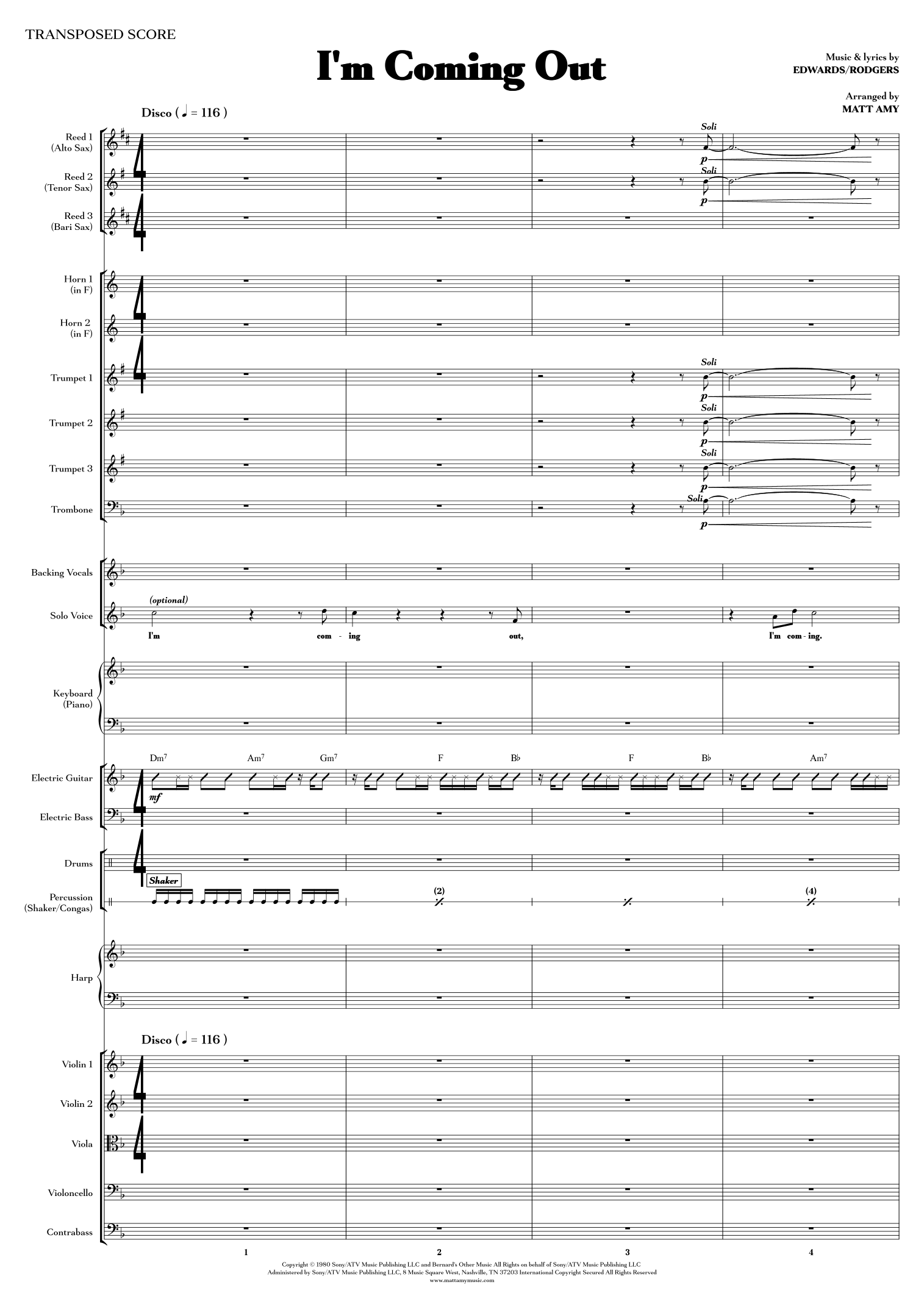 I'm Coming Out (arr. Matt Amy) by Nile Rodgers 管弦乐团全谱 - 预览