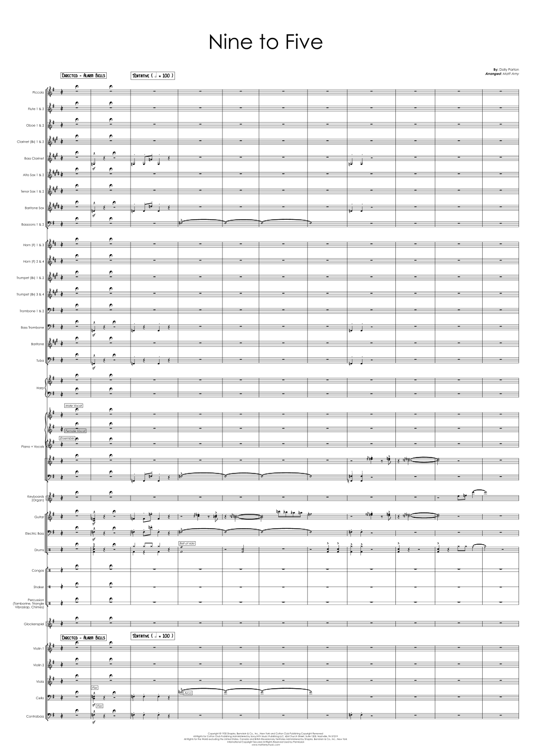 Nine To Five (arr. Matt Amy) by Dolly Parton 管弦乐总谱 - 预览