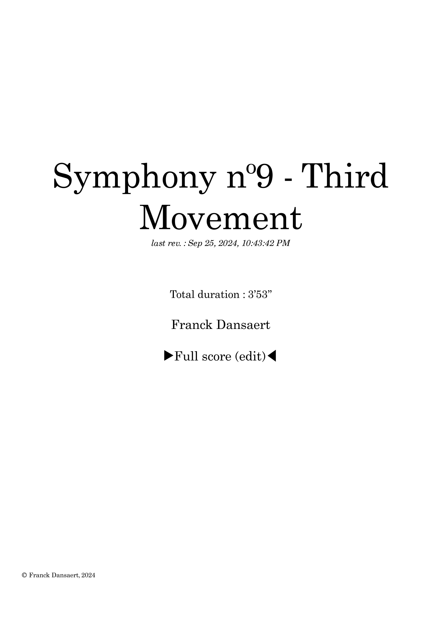 Symphony nº9 (third movement) - 仅总谱 by Franck Dansaert 管弦乐团 - 预览