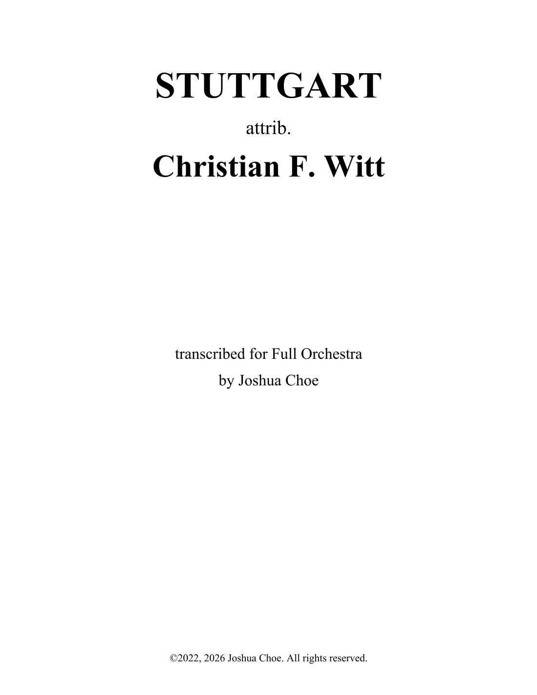 STUTTGART (arr. JMJ Arrangements) by attrib. Christian F. Witt 管弦乐团 - 预览