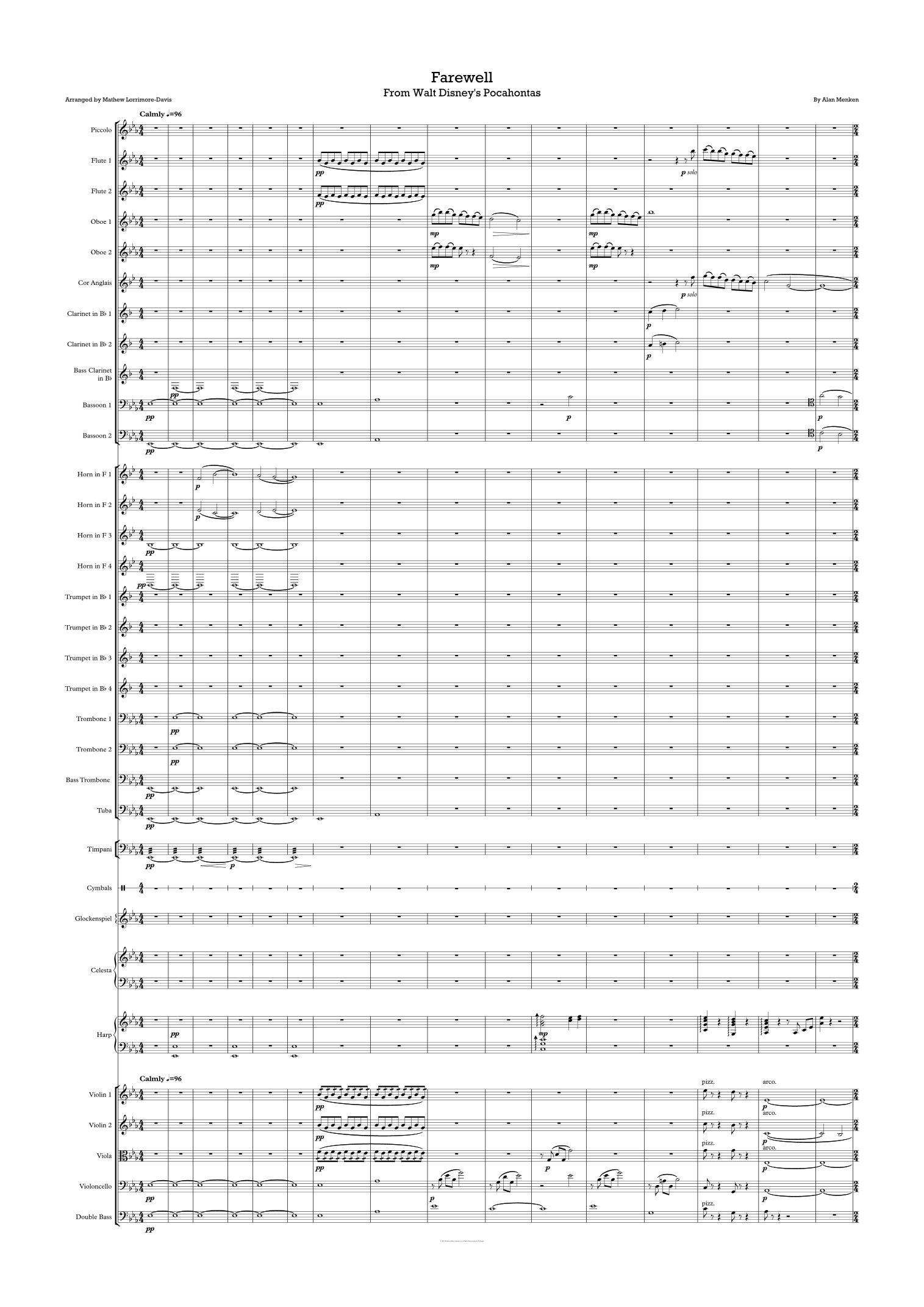 Farewell (arr. Mathew Lorrimore-Davis) by Alan Menken 管弦乐团 - 预览