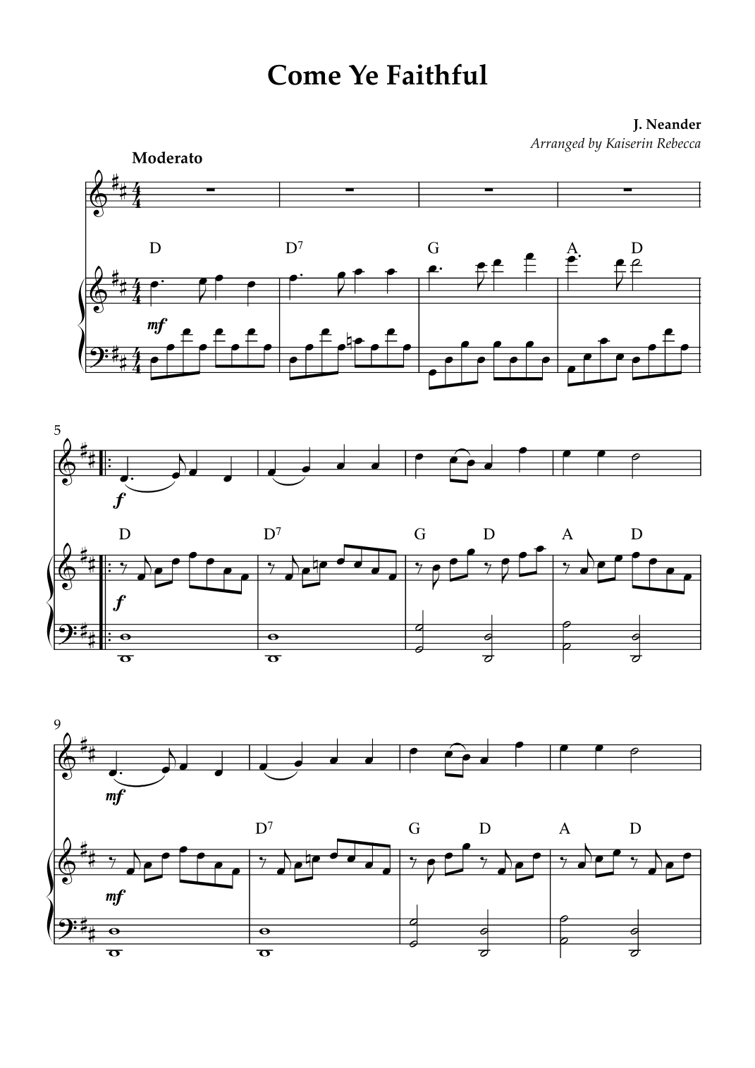 Come Ye Faithful (arr. Kaiserin Rebecca by J. Neander Sheet Music for ...