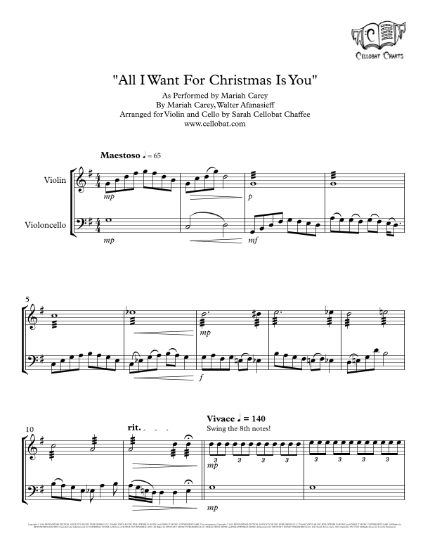 All I Want For Christmas Is You Sheet Music Mariah Carey