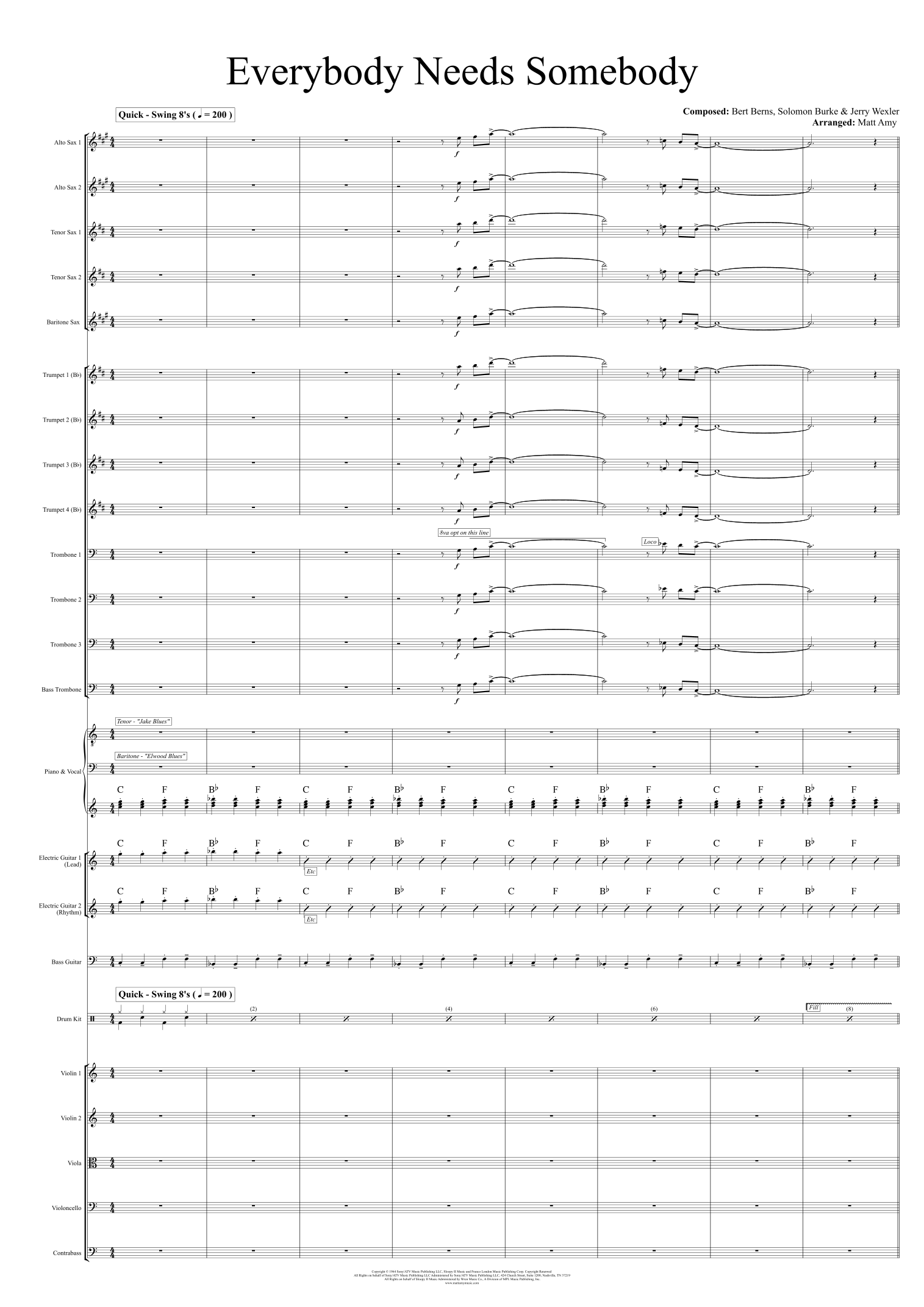 Everybody Needs Somebody To Love (arr. Matt Amy) by The Blues Brothers Full Orchestra