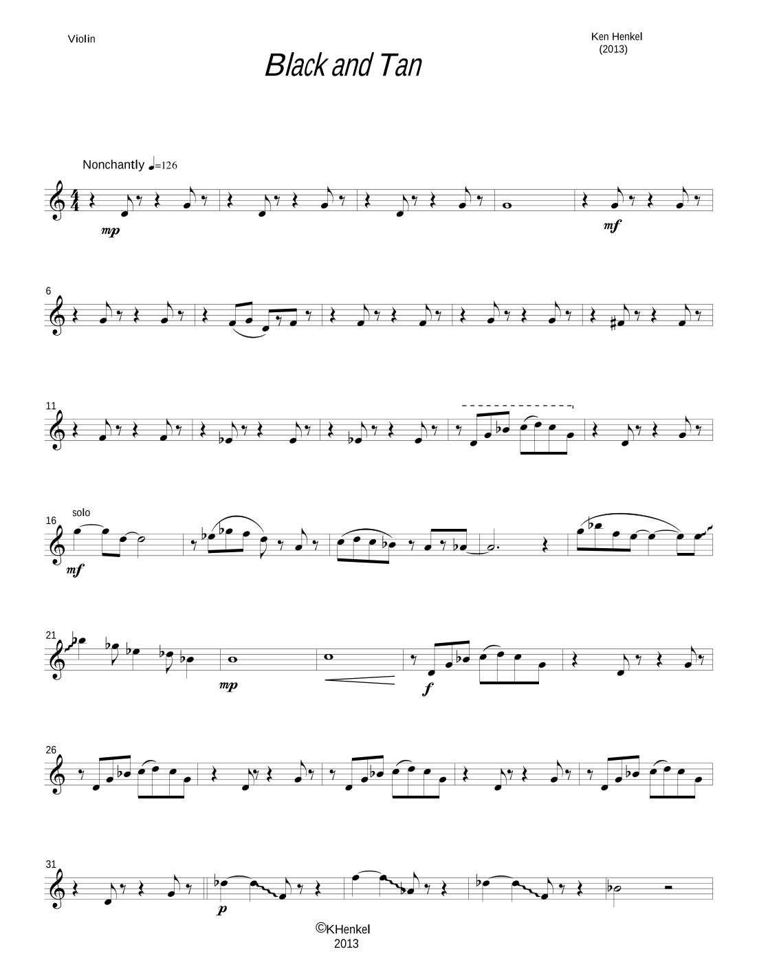 Black and Tan Sheet Music Ken Henkel Performance Ensemble