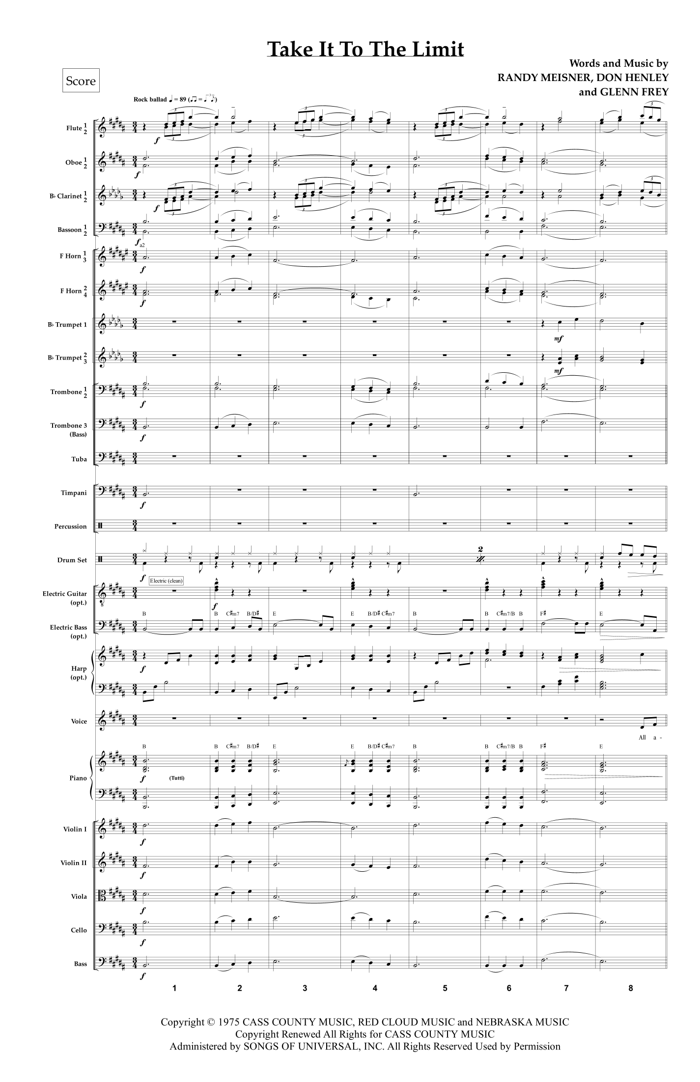 Take It To The Limit (arr. Ryan Shirar) by Eagles 管弦乐团 - 预览