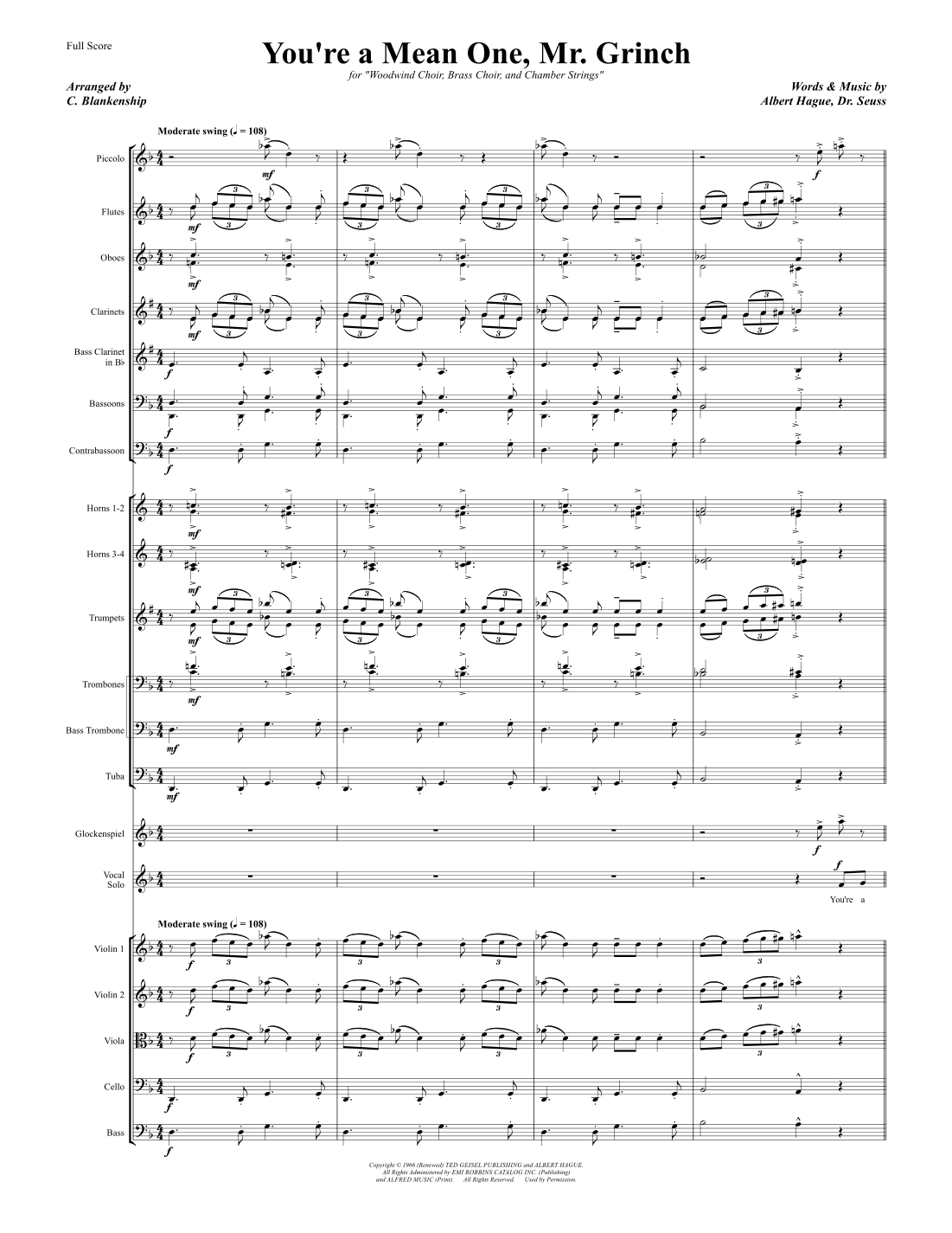 You're A Mean One, Mr. Grinch (arr. C. Blankenship) by Albert Hague 管弦乐团 - 预览