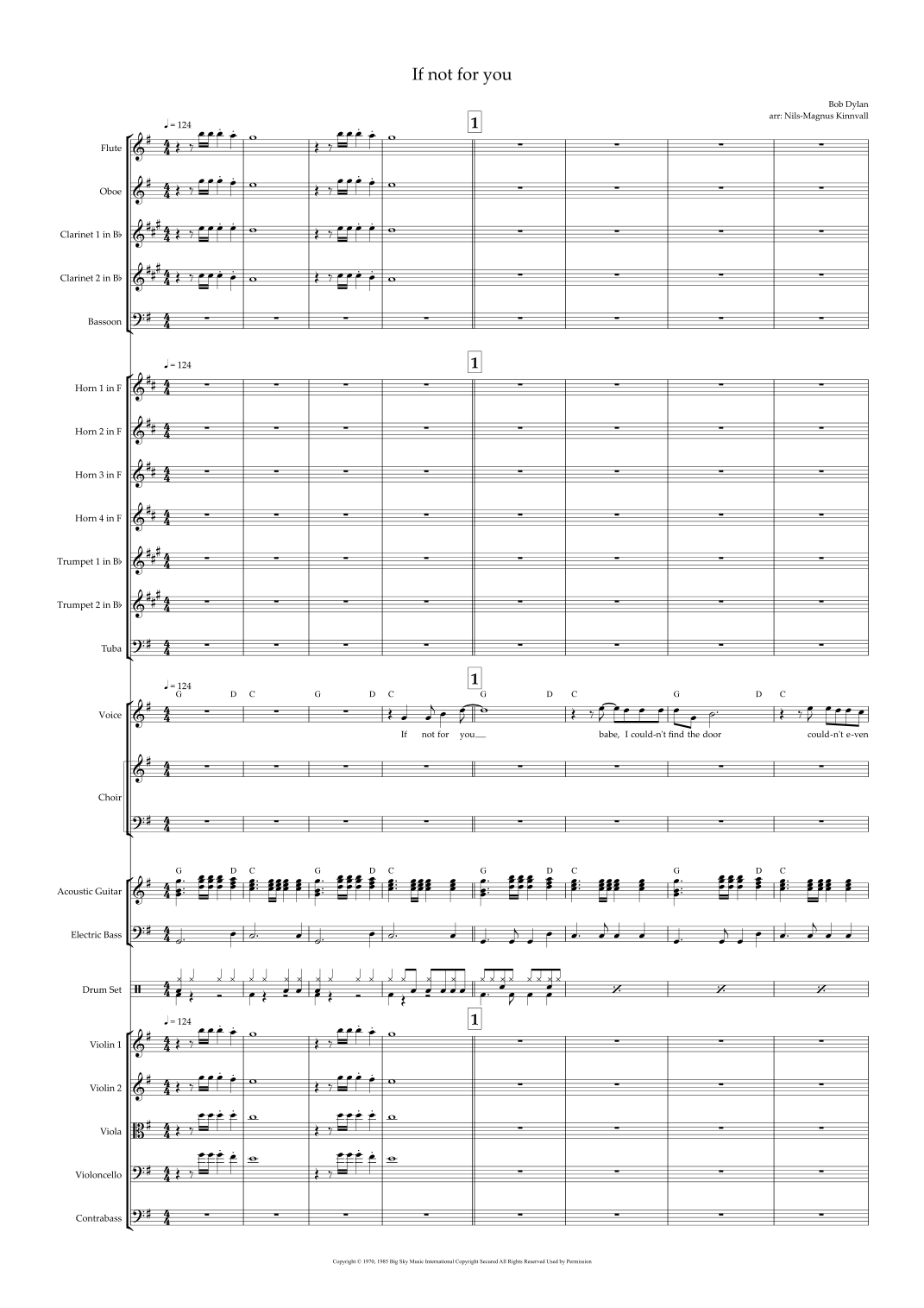 If Not For You (arr. Nils-Magnus Kinnvall) by Bob Dylan Full Orchestra