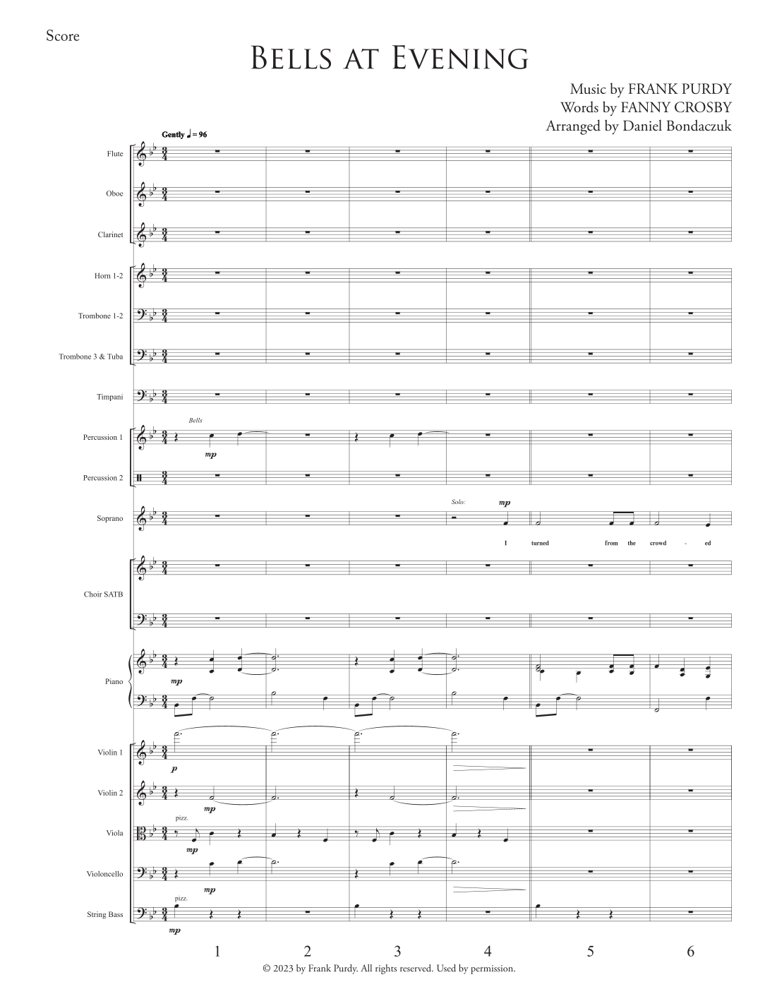 【弗兰克·珀迪《晚钟》管弦乐总谱与分谱】Bells at Evening - Orchestral Score and Parts by Frank Purdy Full Orchestra PDF乐谱下载