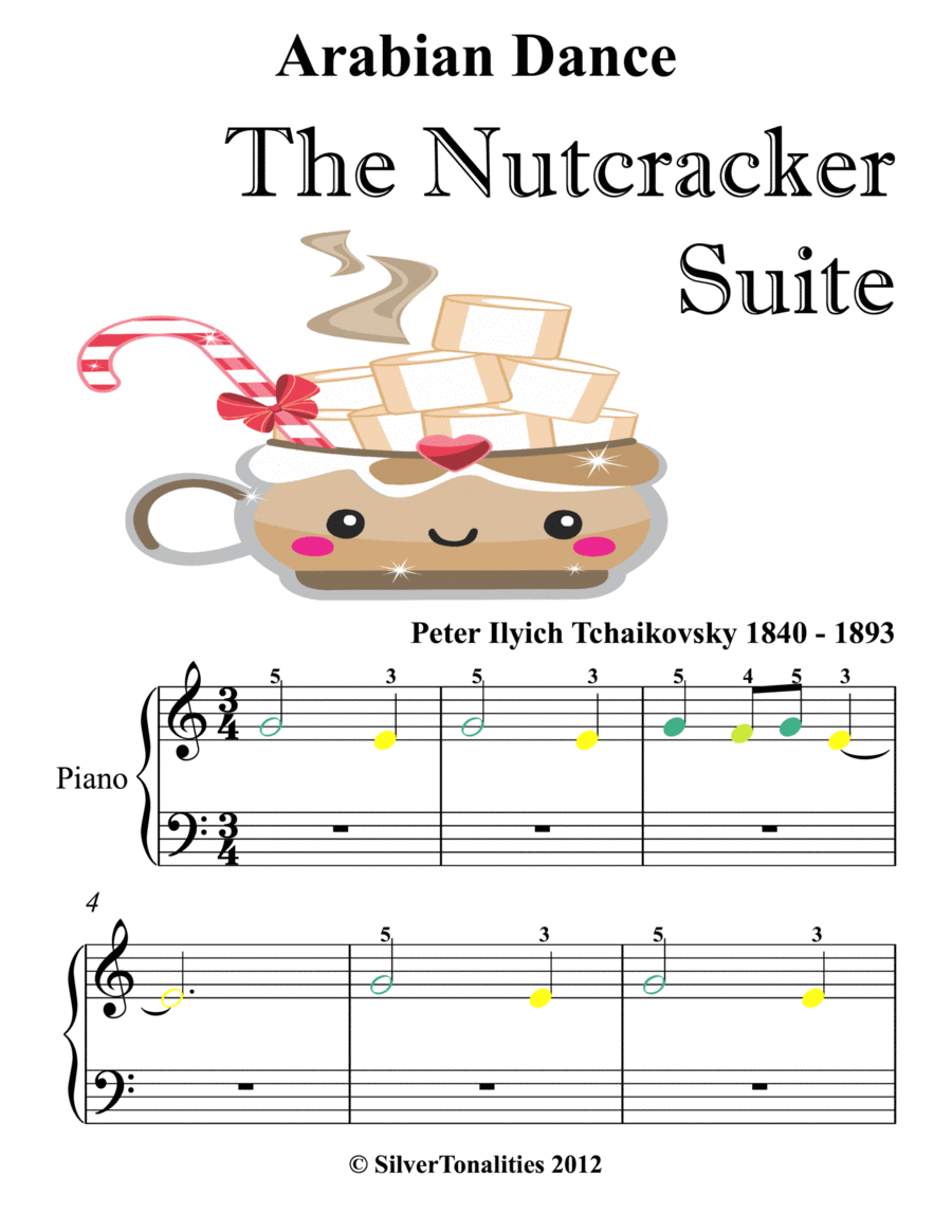Arabian Dance the Nutcracker Suite Beginner Piano Sheet Music with