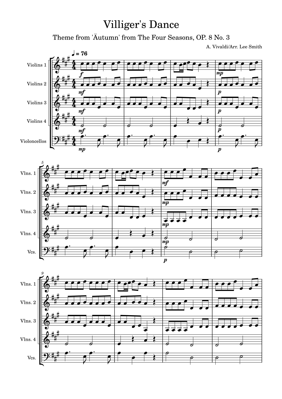 Villager's Dance, from 'Autumn' - The Four Seasons by A. Vivaldi Sheet ...