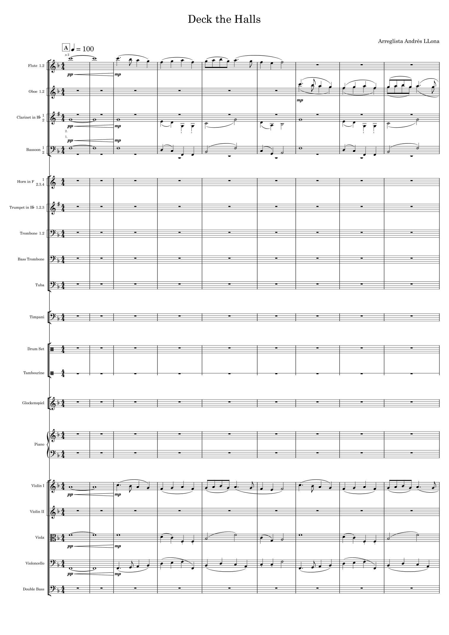 Deck the Halls (arr. Andrés LLona) by Thomas Oliphant Full Orchestra