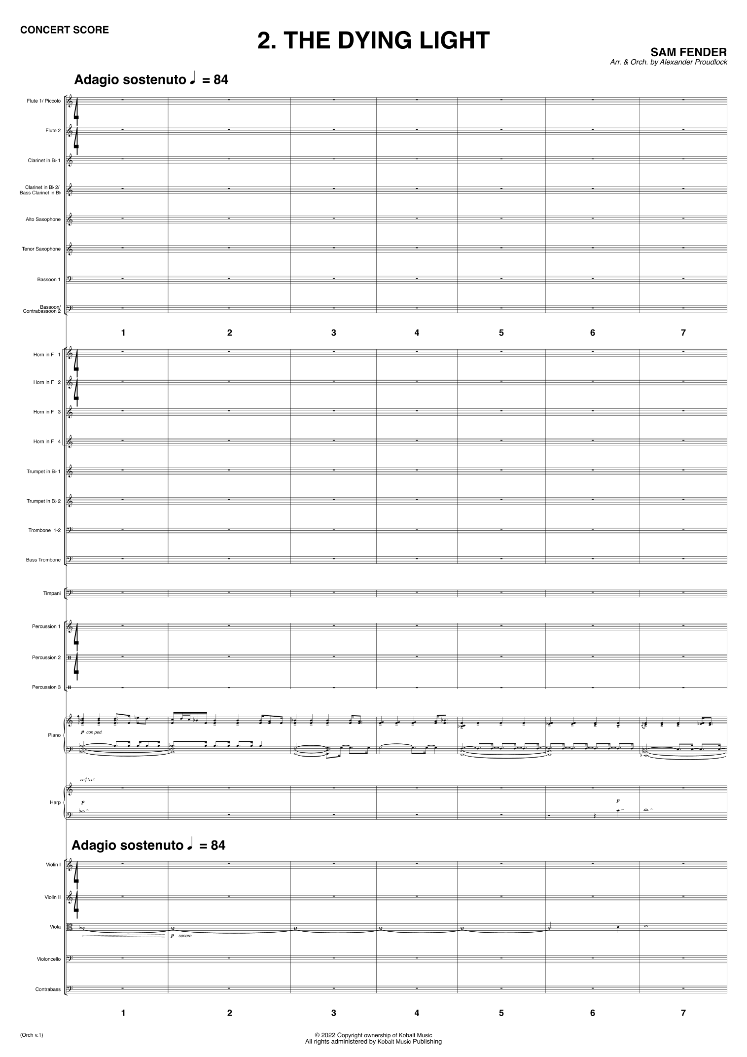 The Dying Light - Score Only (arr. Alexander Proudlock) by Alexander Proudlock Full Orchestra