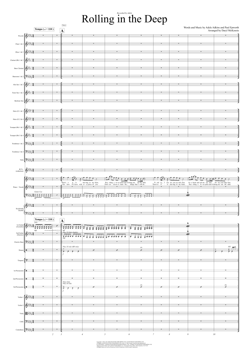 Rolling In The Deep (arr. Daryl McKenzie) by Adele Full Orchestra