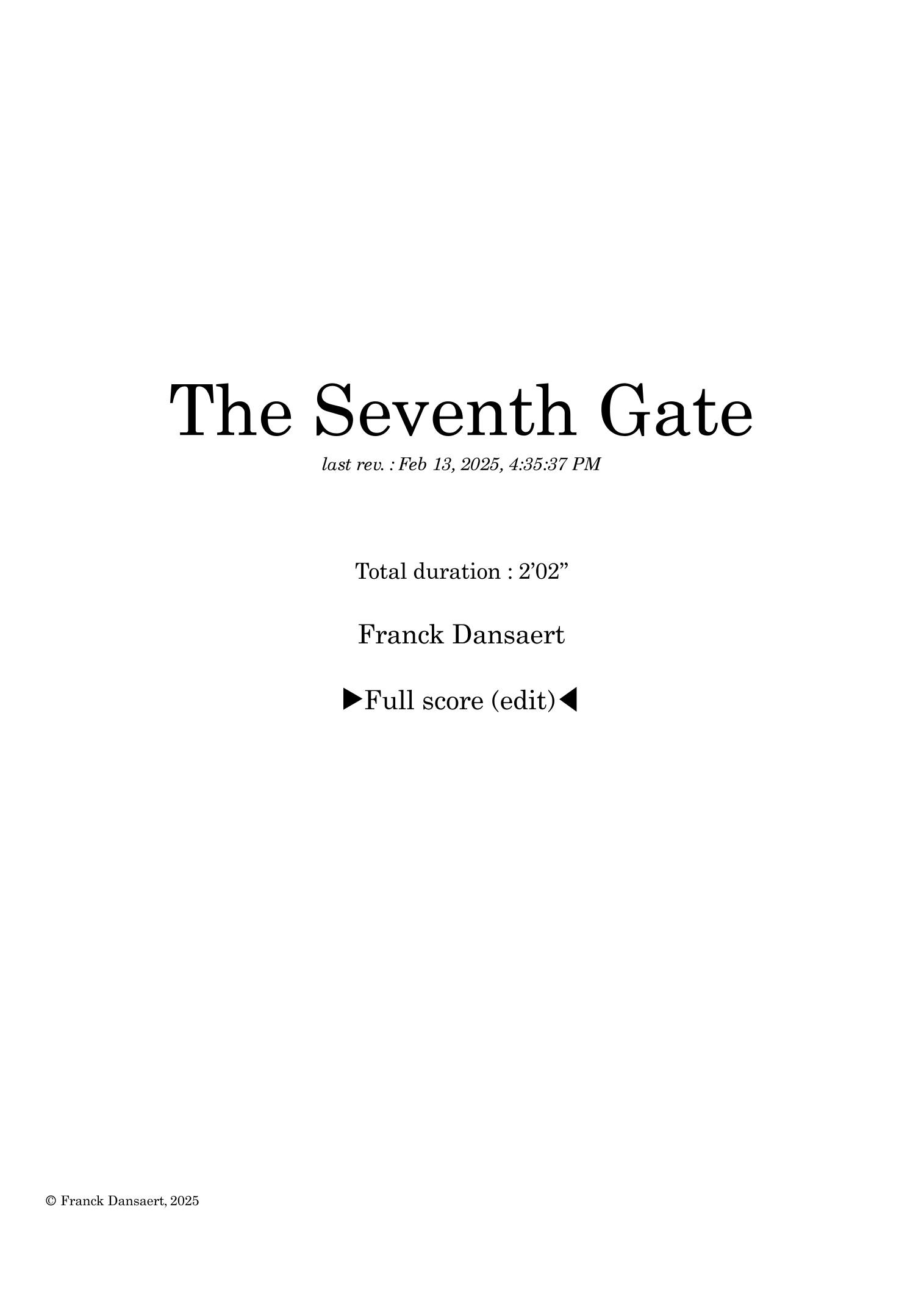 The Seventh Gate - Score Only by Franck Dansaert Full Orchestra