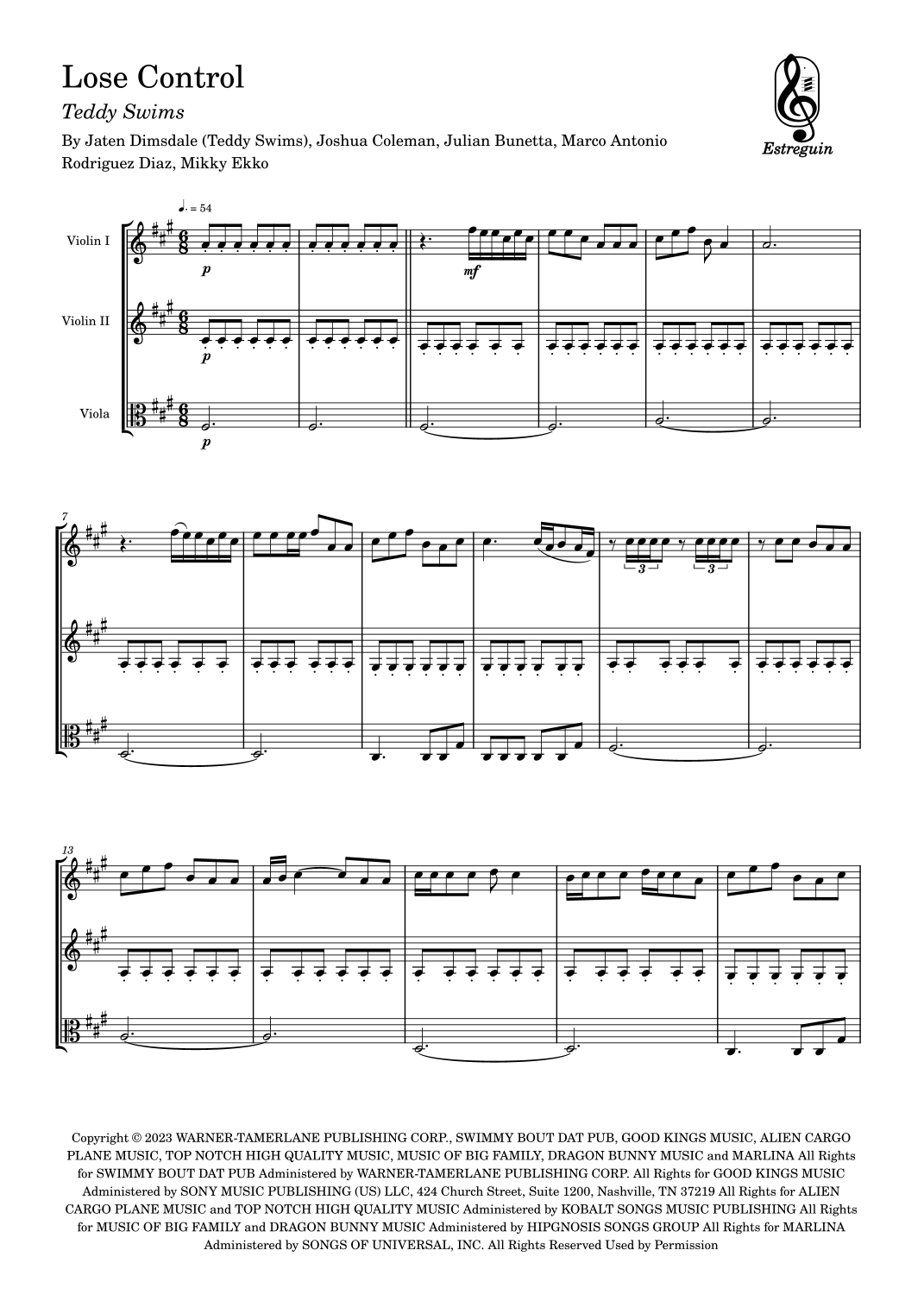 Lose Control Violin Tutorial Lose Control (arr. Estreguin) by Teddy Swims Sheet Music for String ...