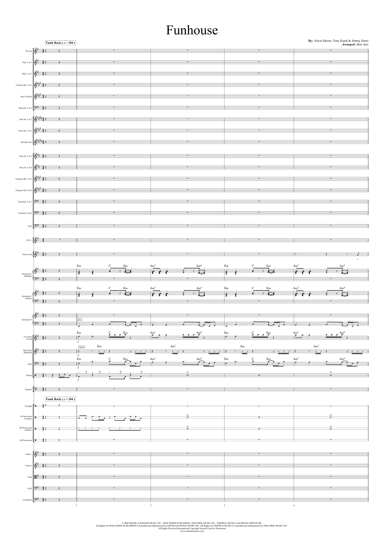 Funhouse (arr. Matt Amy) by Pink 管弦乐团全编制 - 预览
