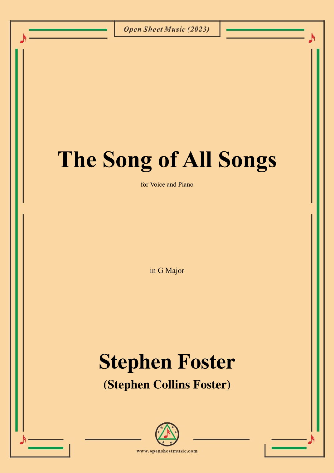 S. Foster-The Song of All Songs,in G Major (arr. OSM Press) Digitale Noten